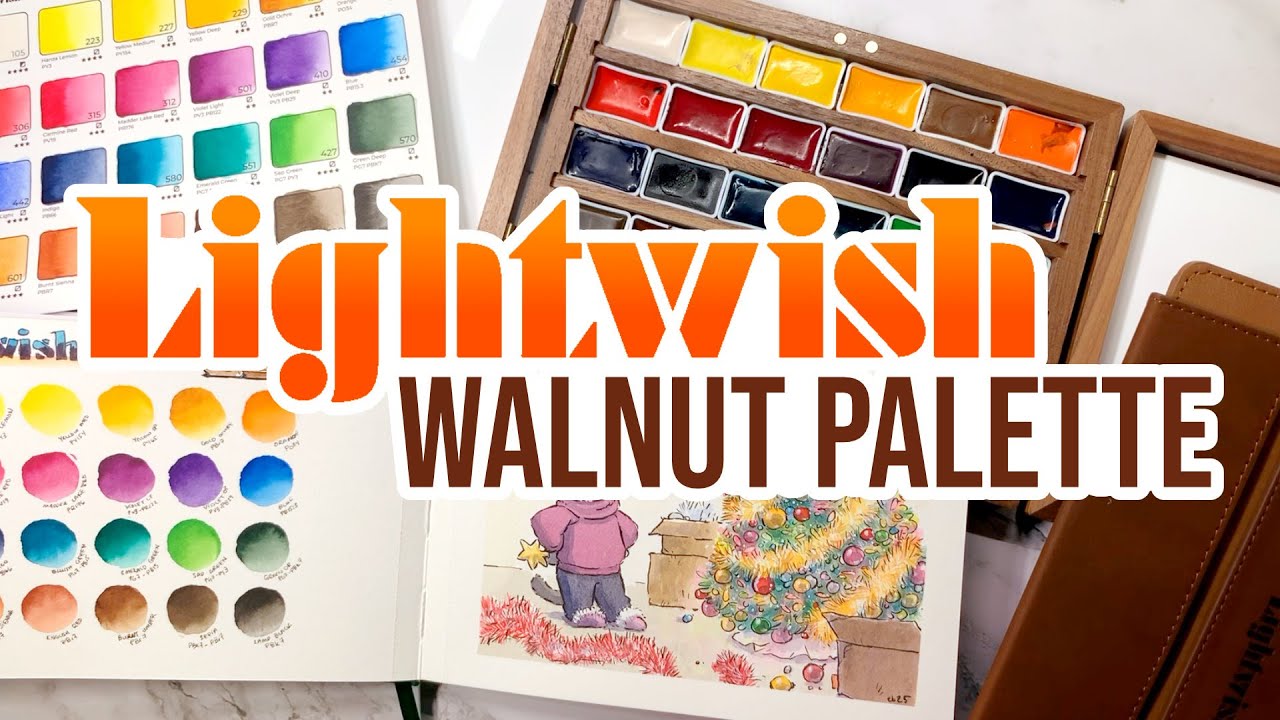 Walnut Wood Watercolor Palette from Lightwish - Review & Demo! 🎨