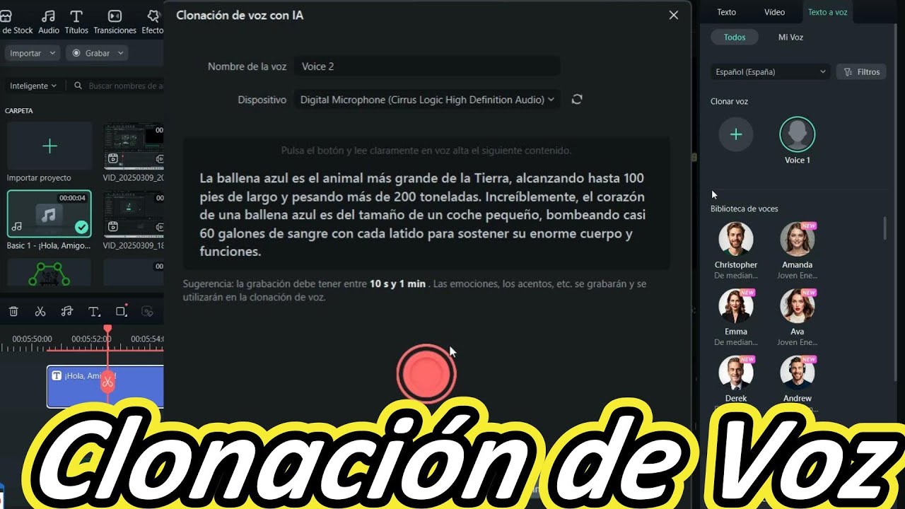 Clonación de Voz IA en Wondershare Filmora 2025