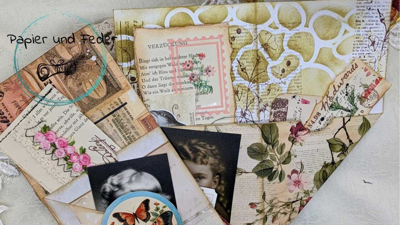 Junk Journal//Massenproduktion Folge 24//Mehrfachpocket aus einem DIN A 4 Papier + 2 neue Papiersets