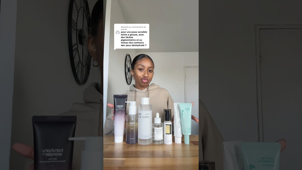 Routine pour peau mixte à grasse, taches pigmentaires et contour des yeux déshydraté