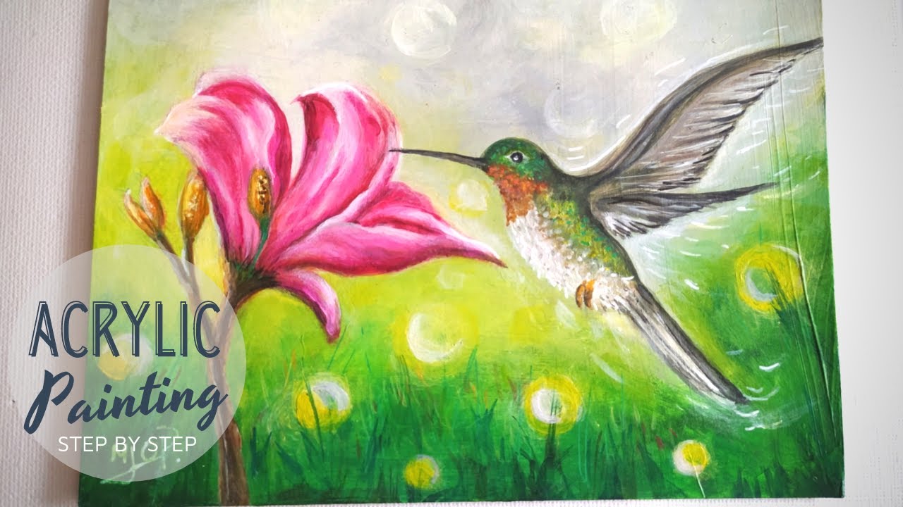 Como pintar un colibrí / acrylic painting / paso a paso