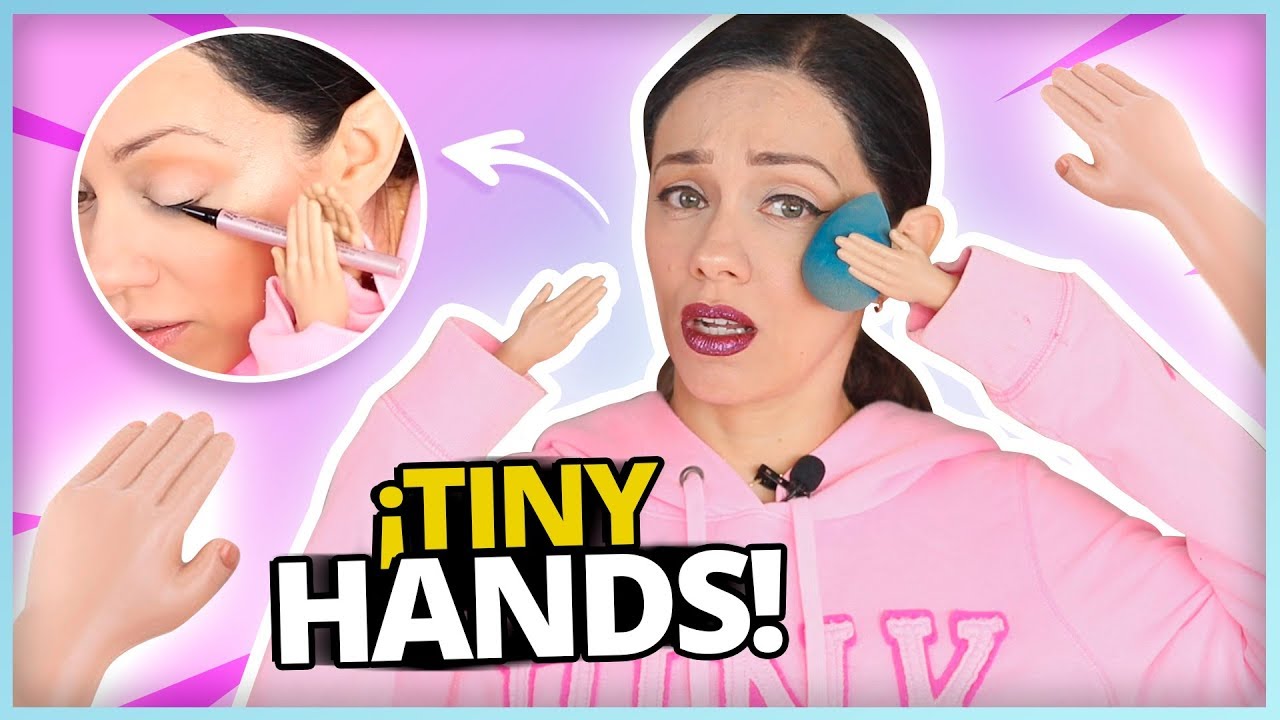 ME MAQUILLO CON MANITAS MINIATURA! | TERMINA MAL🤦🏻‍♀️