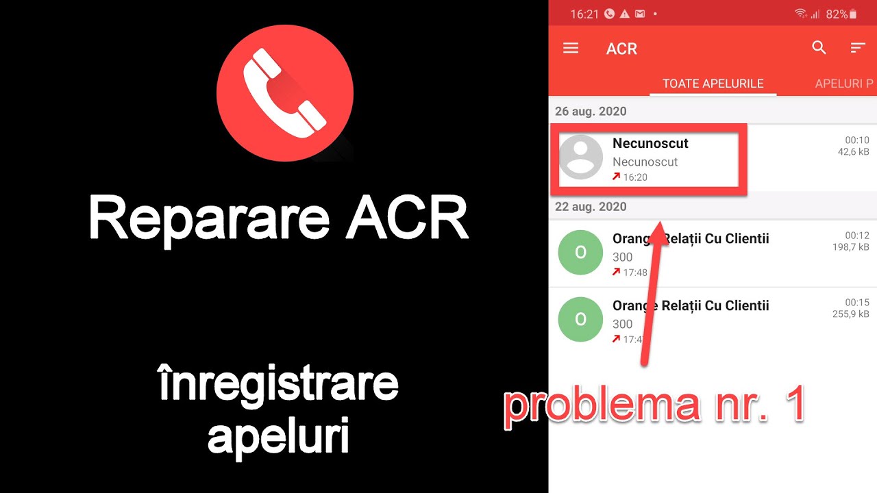 Reparare ACR pentru înregistrarea ambelor parți și afișarea contactelor