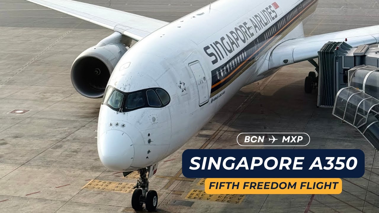 4K | Singapore Airlines A350 Fifth Freedom Flight | Flight Experience from Barcelona to Milan!
