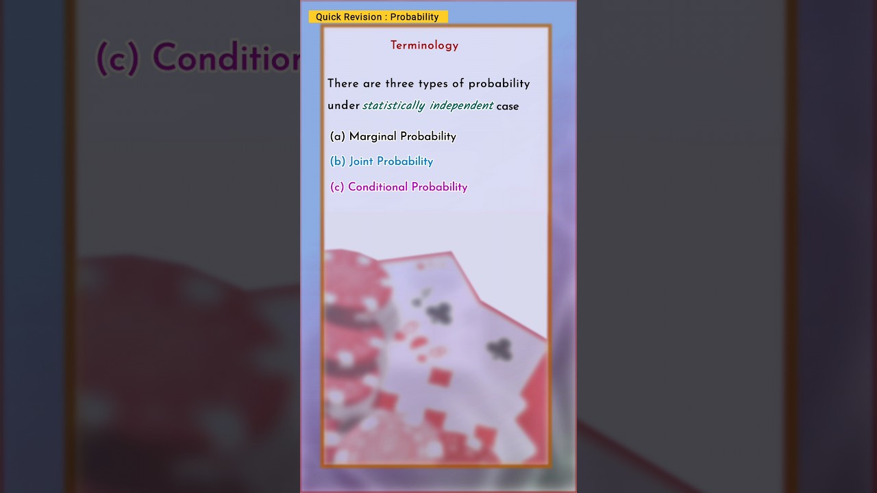 Quick Revision ✨Probability : 5📚 Statistical Independence ✅