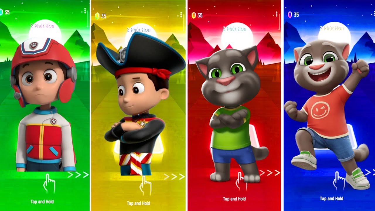 Ryder vs Jake Pirate vs Talking Tom vs Talking Tom Hero | INSANE Tiles Hop Battle