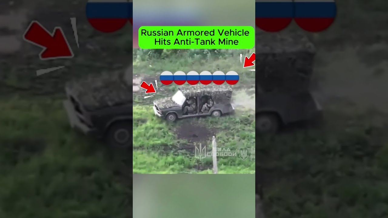 Russian Armored Vehicle Hits Anti-Tank Mine  Combat Footage.