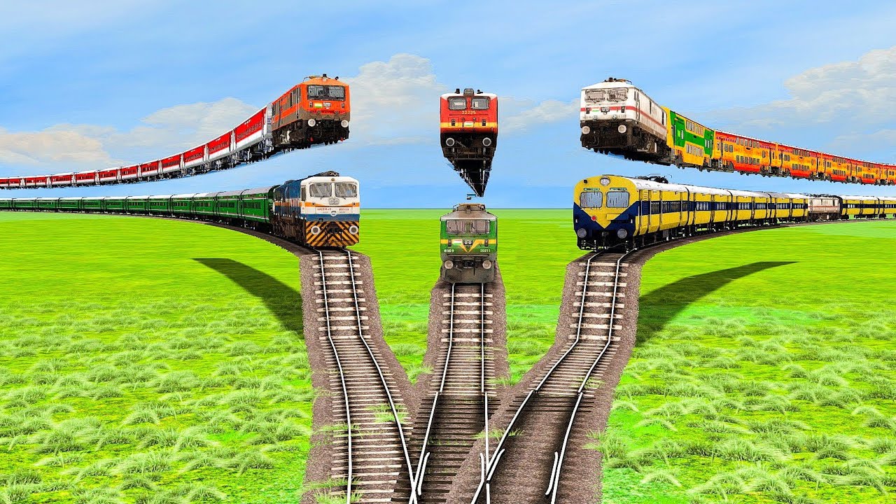 SIX TRAINS BACK TO BACK BUMPY CROSSING WITH CIRCLE TRACK PAR RAILROADCROSSIN |Train Simulator|
