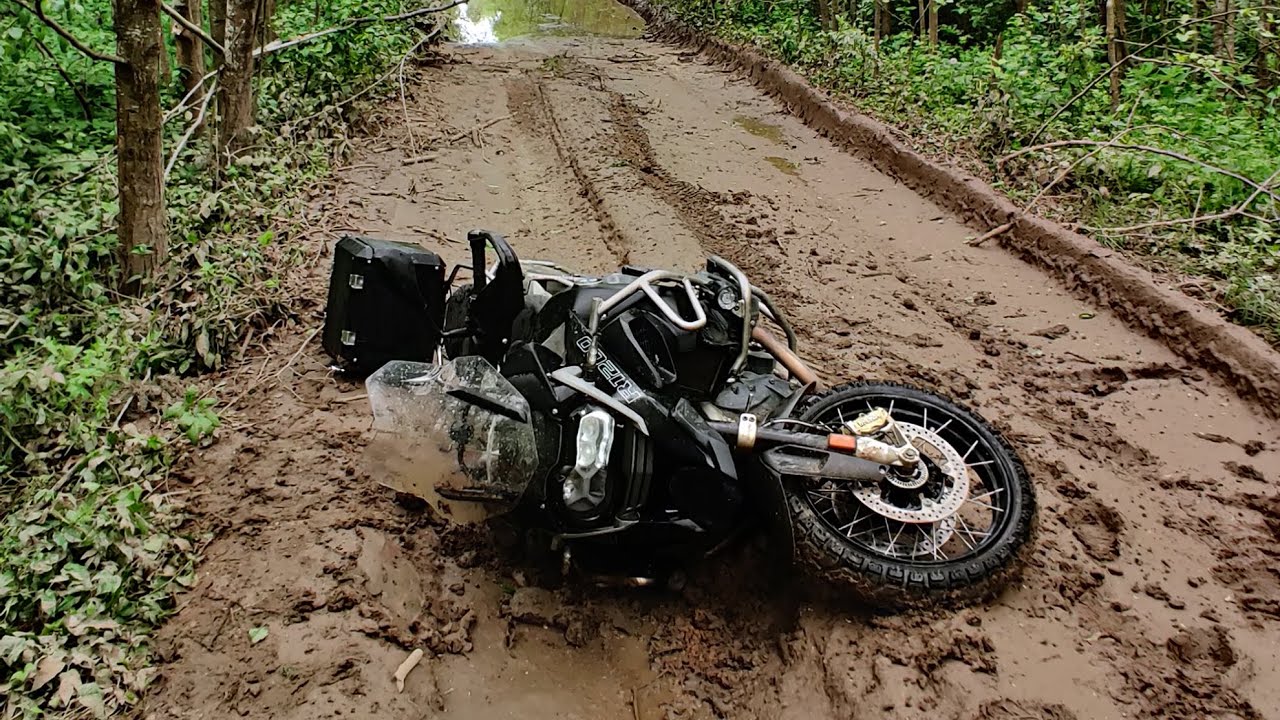 How to lift heavy BMW R1200GS or any other motorcycle in mud with no effort !