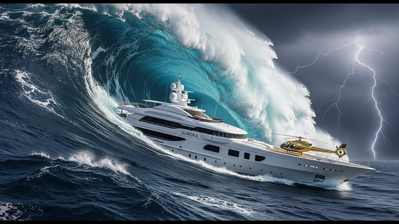 MEGA TSUNAMI Destroys $1.5 BILLION Super-Yacht AURORA | Ultra Realistic Disaster (AI VFX)