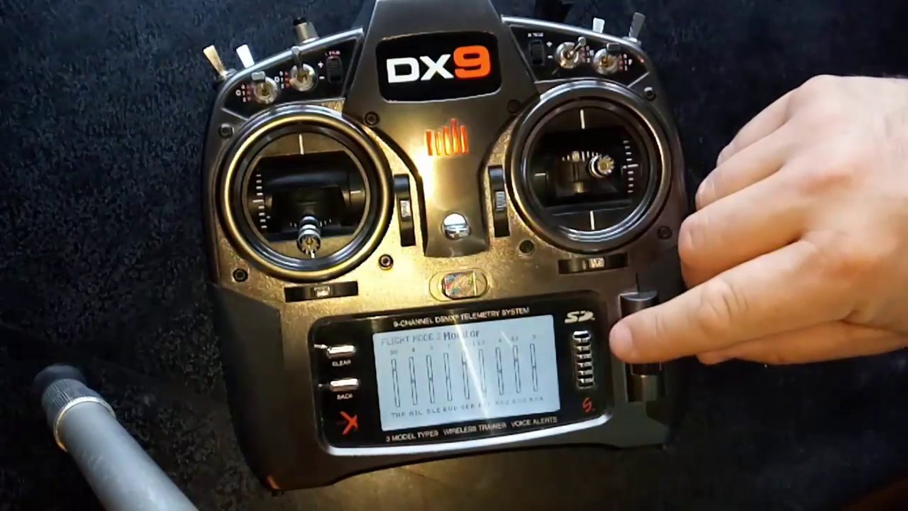 SPECKTRUM DX9 HOW To set up trim tab for inflight Tail Gyro tuning