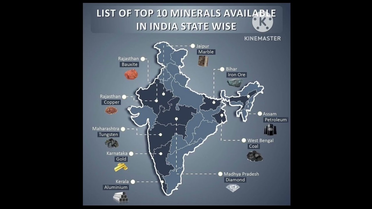 LIST OF TOP 🔝 10 MINERALS AVAILABLE IN INDIA STATE-WISE......#maps #state #minerals #shorts ..
