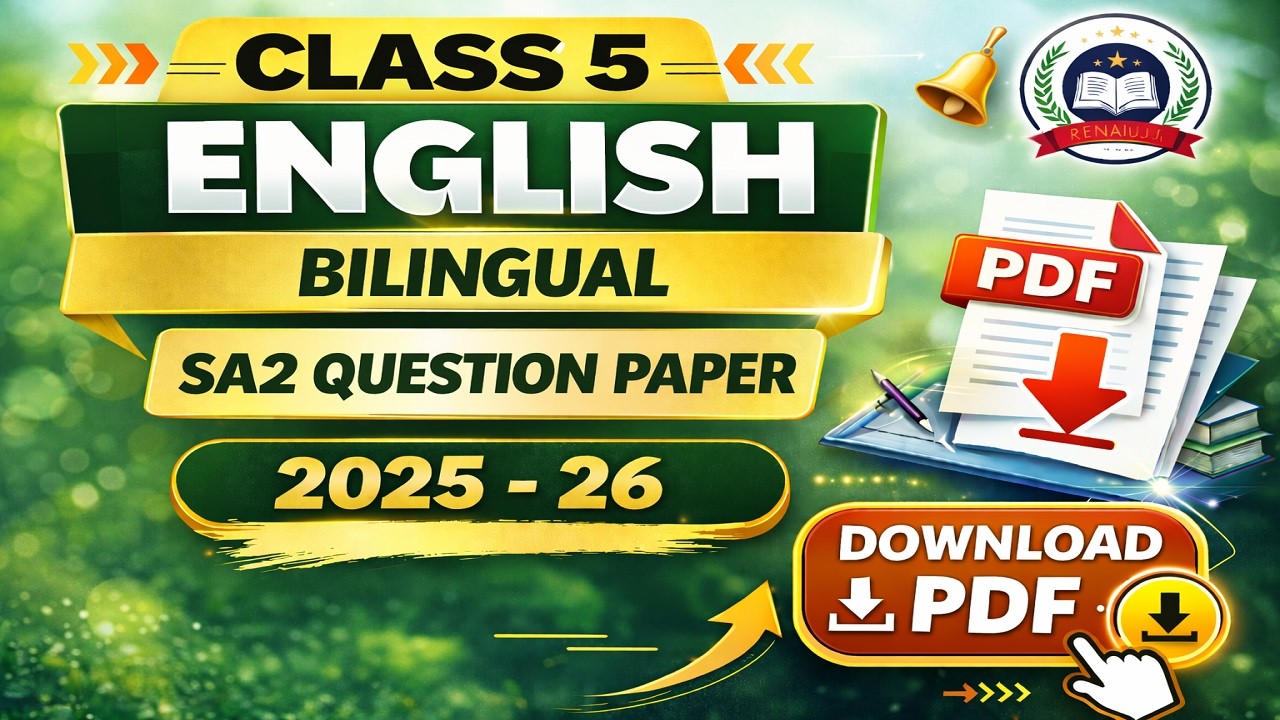 English Class 5 bilingual SA2 question paper 2025- 26