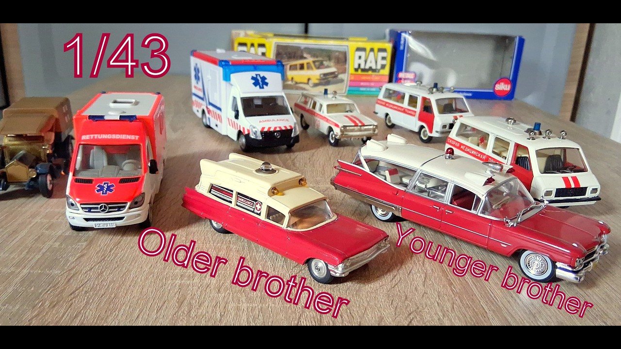 1/43 Скорая помощь, Ambulance, UdssR, World, Cadillac, Raf Latvija, Mercedes.