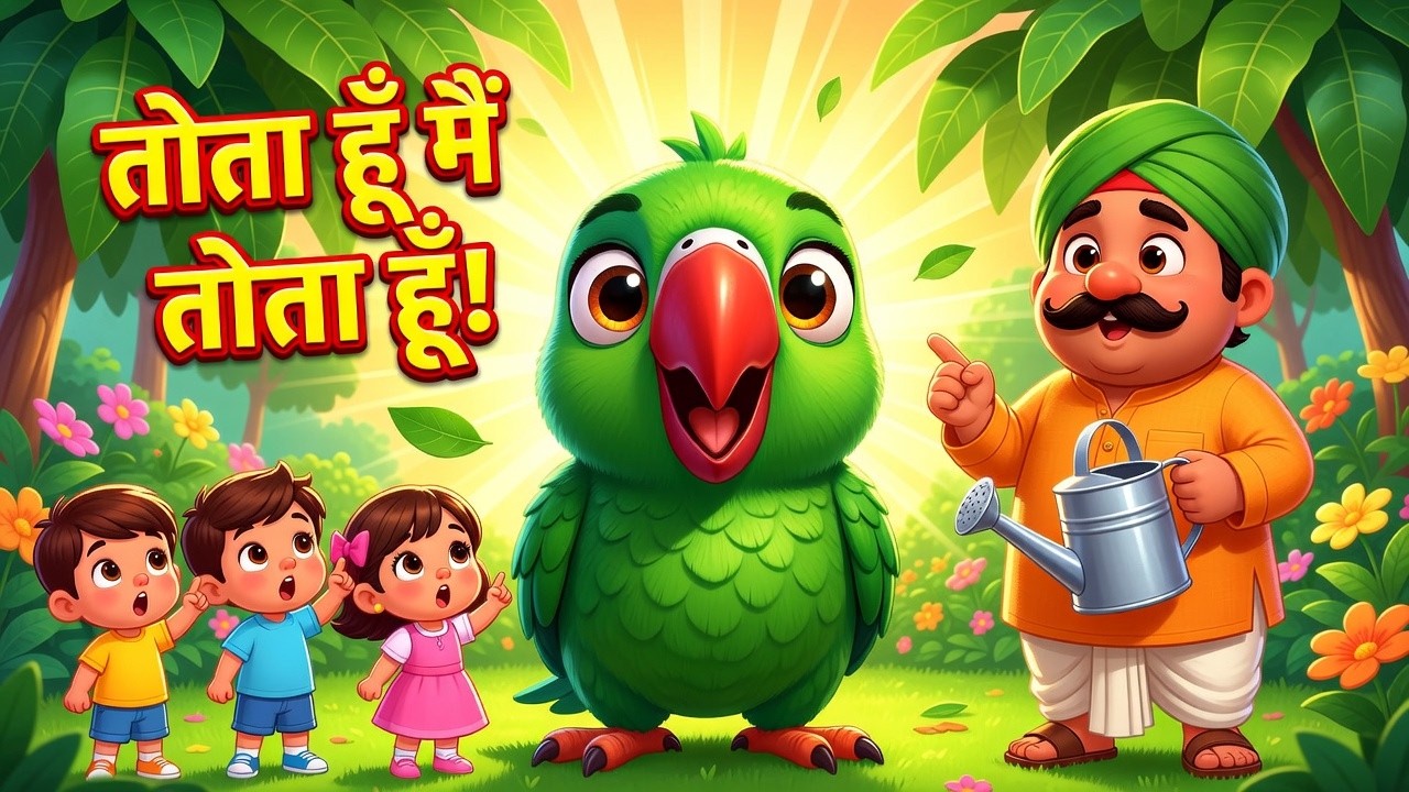 तोता हूँ मैं तोता हूँ 🦜 | Hindi Nursery Rhyme | Hindi Cartoon Kids Song | बाल गीत