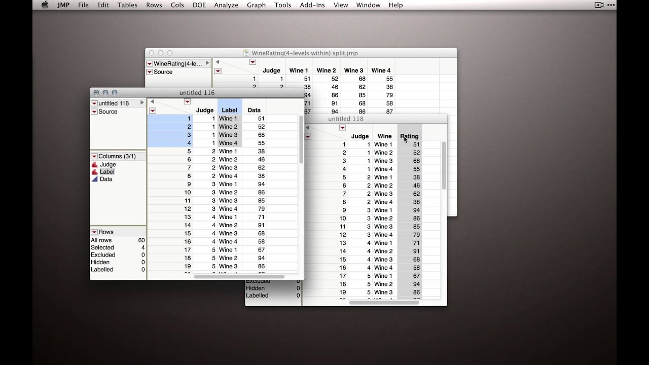 Stacking and Splitting Data in JMP (Module 2 8 6)