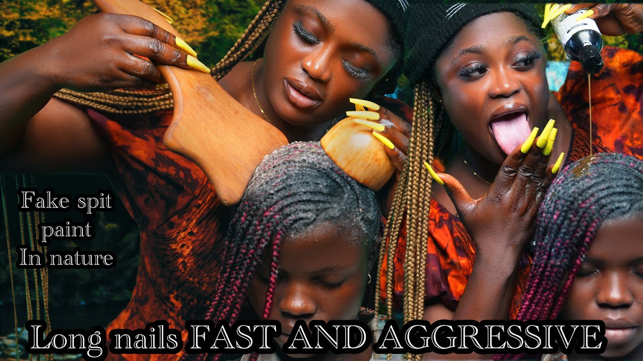 ASMR ✨ LONG NAILS Fast & Intense Scalp Scratching, Fake Spit Painting, & Vitamin E Oil Massage