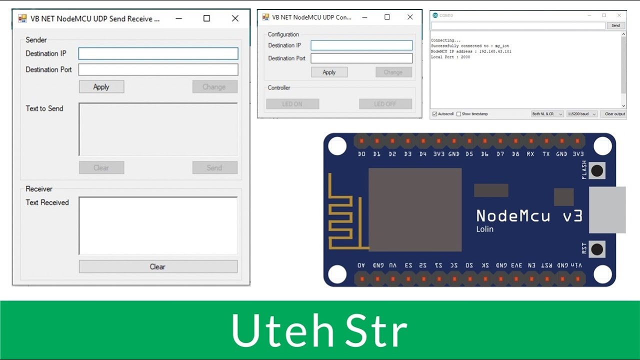 Visual Basic .NET + Arduino IDE + NodeMCU | Communication VB NET App with NodeMCU Using UDP Via WiFi