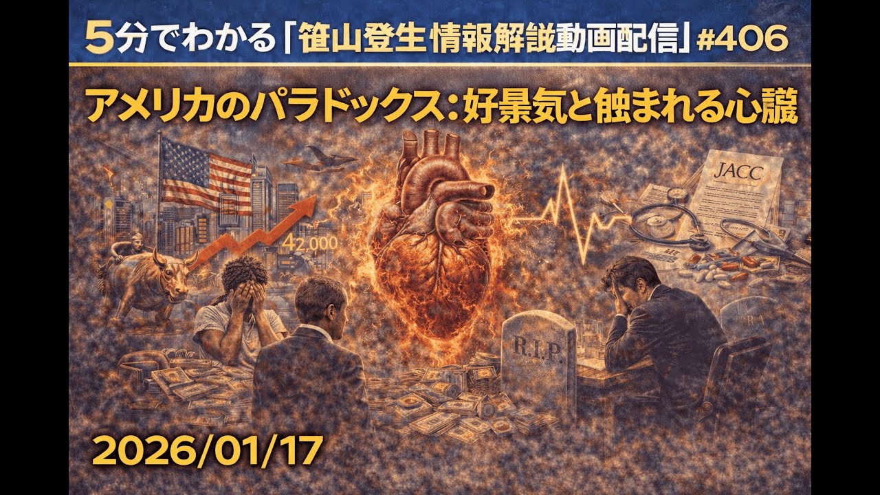 「アメリカのパラドックス：好景気と蝕まれる心臓」(2026/01/17)(5分でわかる「笹山登生の情報解説動画配信」#406)