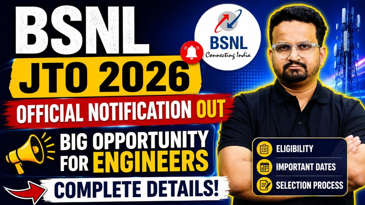 BSNL JTO Recruitment 2026 | BSNL JTO Notification 2026 Out! | BSNL Telecom Officer Vacancy 2026