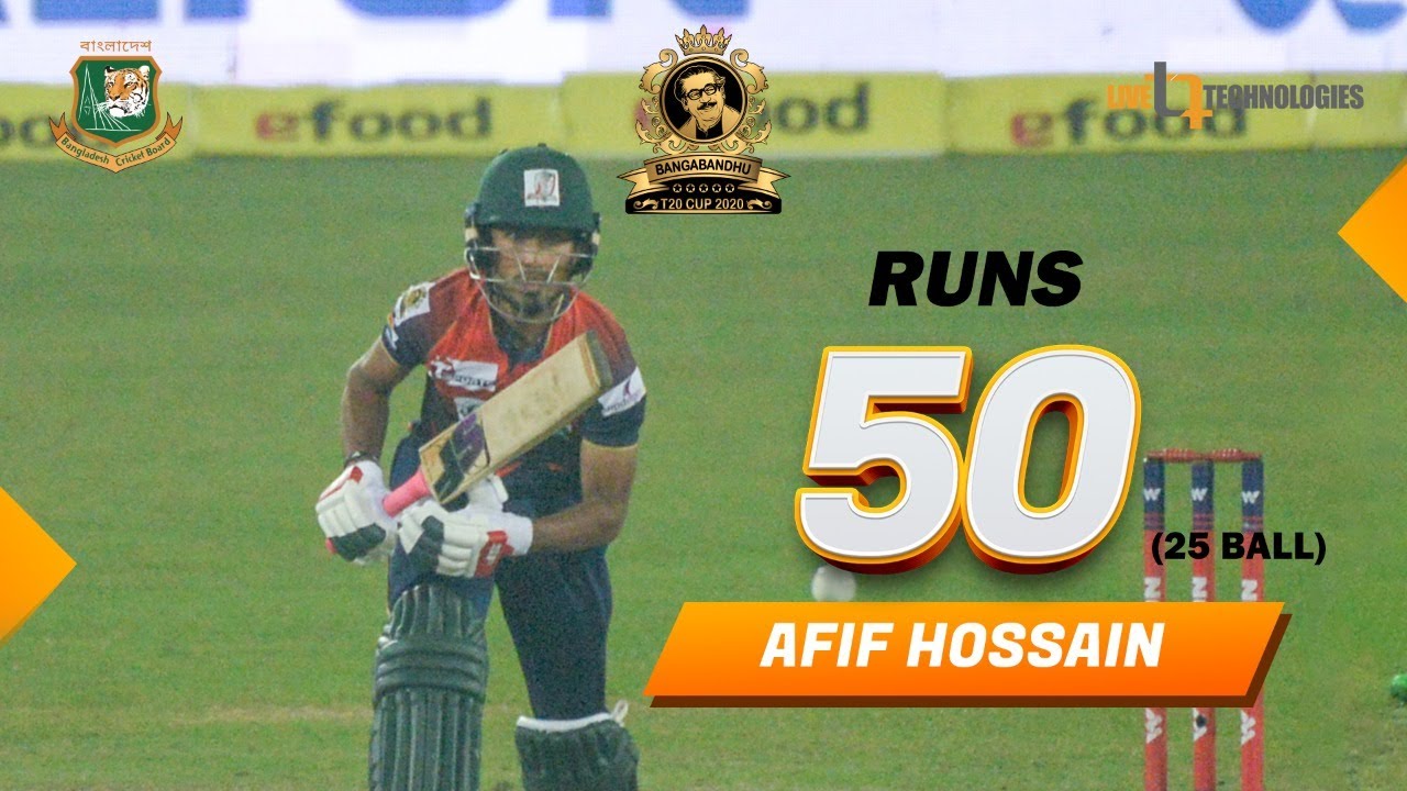 Afif Hossain's 50 runs against Dhaka | Beximco Dhaka vs Fortune Barishal | Bangabandhu T20 Cup
