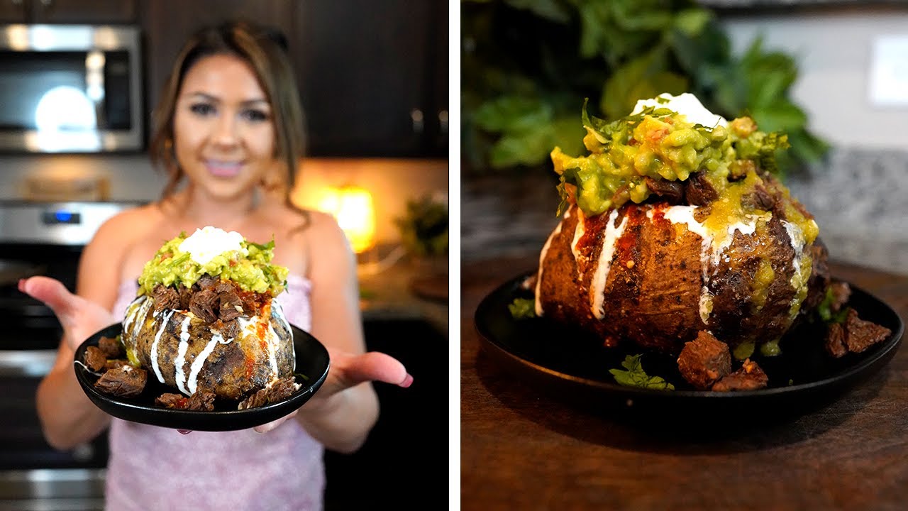 HOW TO MAKE THE BEST CARNE ASADA LOADED BAKED POTATO