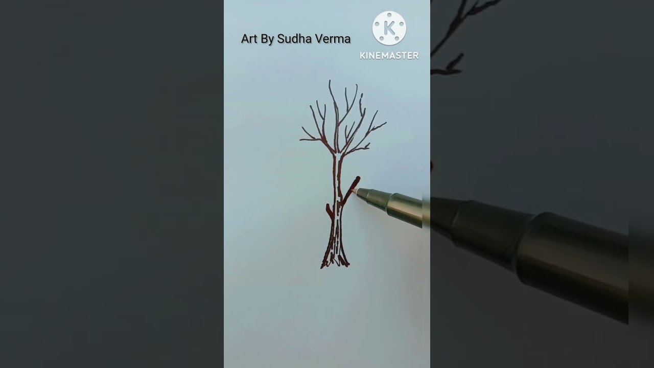How to draw dry Tree 🖊️🖊️😍#art #shorts #drawing #shortvideo #viral #artist #nature #dry #tree
