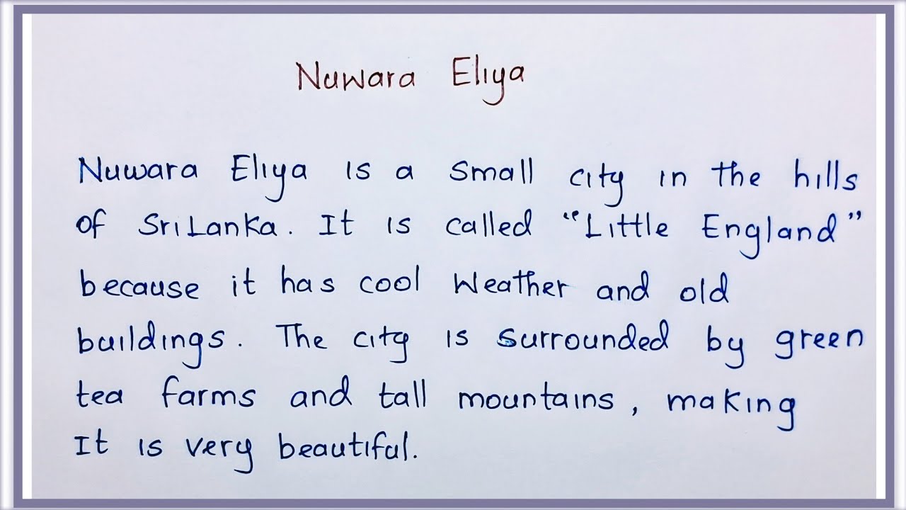 How to write an essay about my favourite place ? | Nuwara Eliya | Nifty's English
