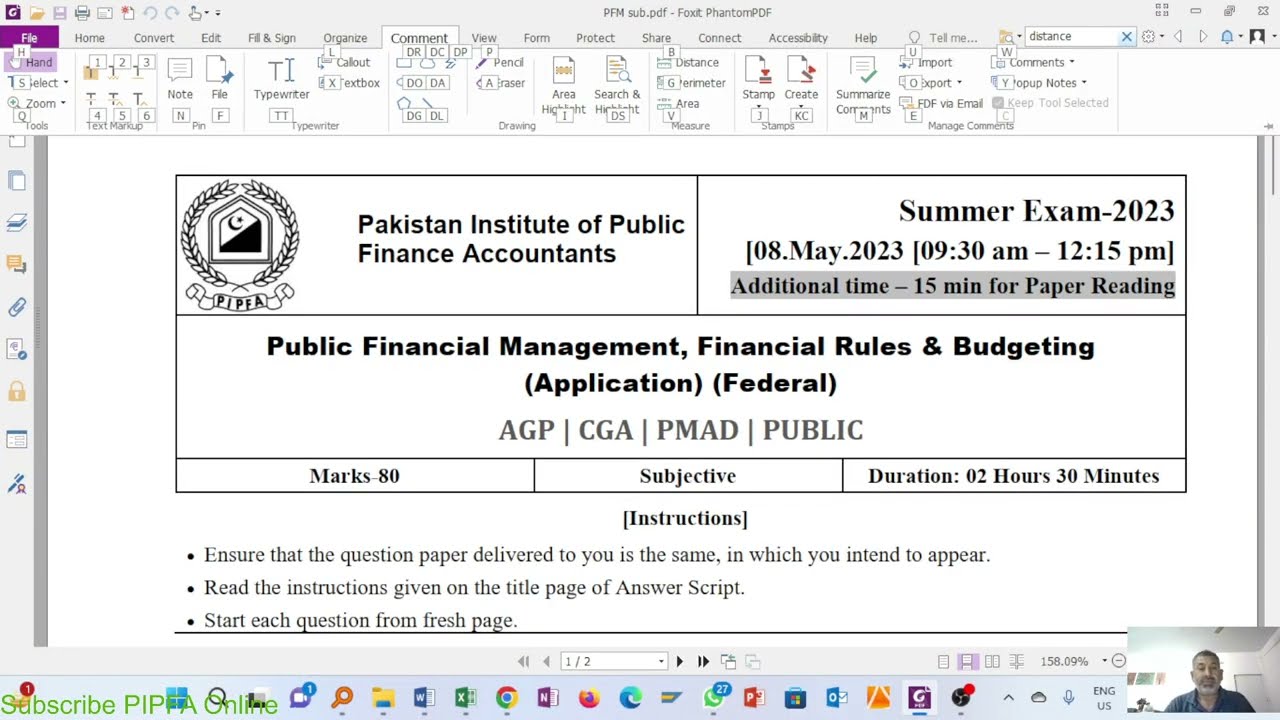 Pakistan national budget deficit causes and recommendations PIPFA online summer 2023 solved paper