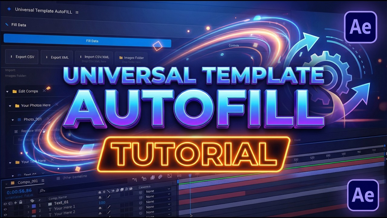 Универсальное автозаполнение шаблонов для After Effects — полный урок