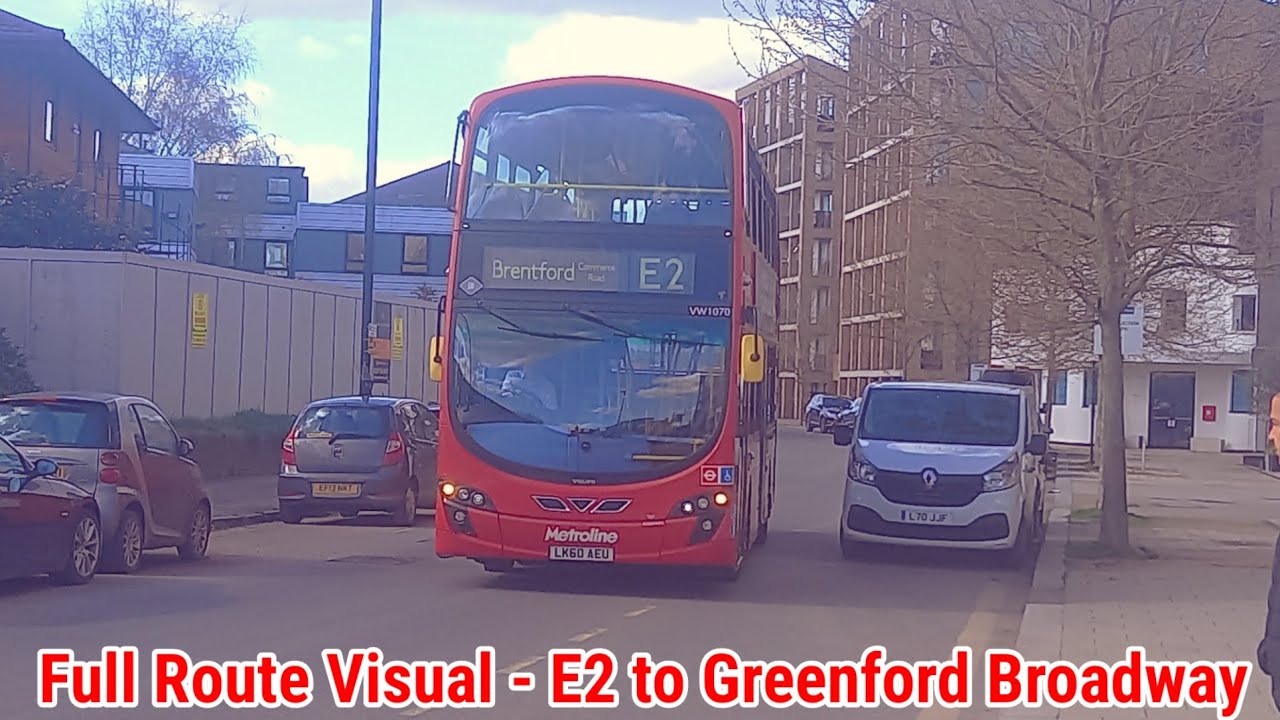 Full Route Visual | London Bus Route E2 - Brentford, Commerce Rd to Greenford Bwy | (VW1070) LK60AEU