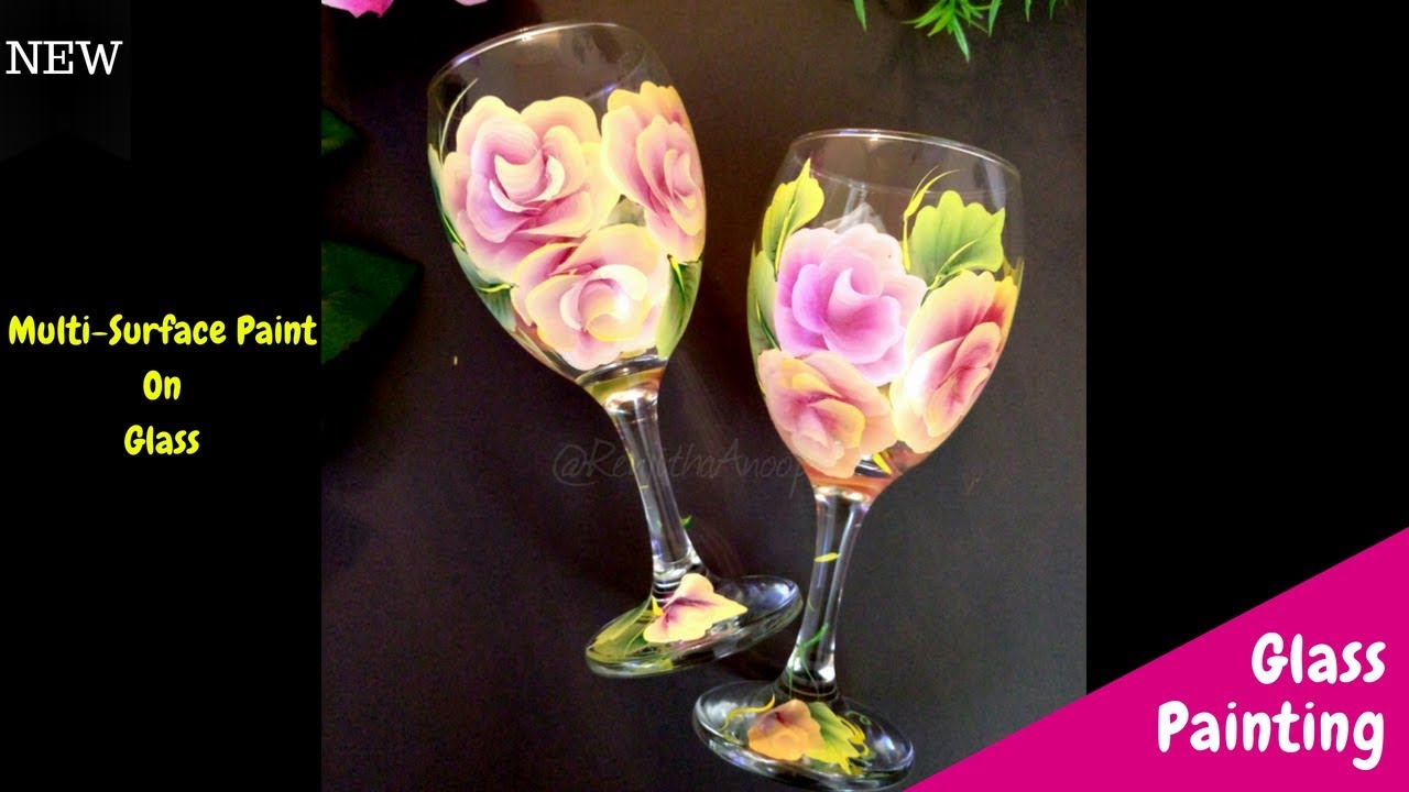 Quick and Easy Roses On Glass | Acrylic painting on Glass | One stroke painting | DIY