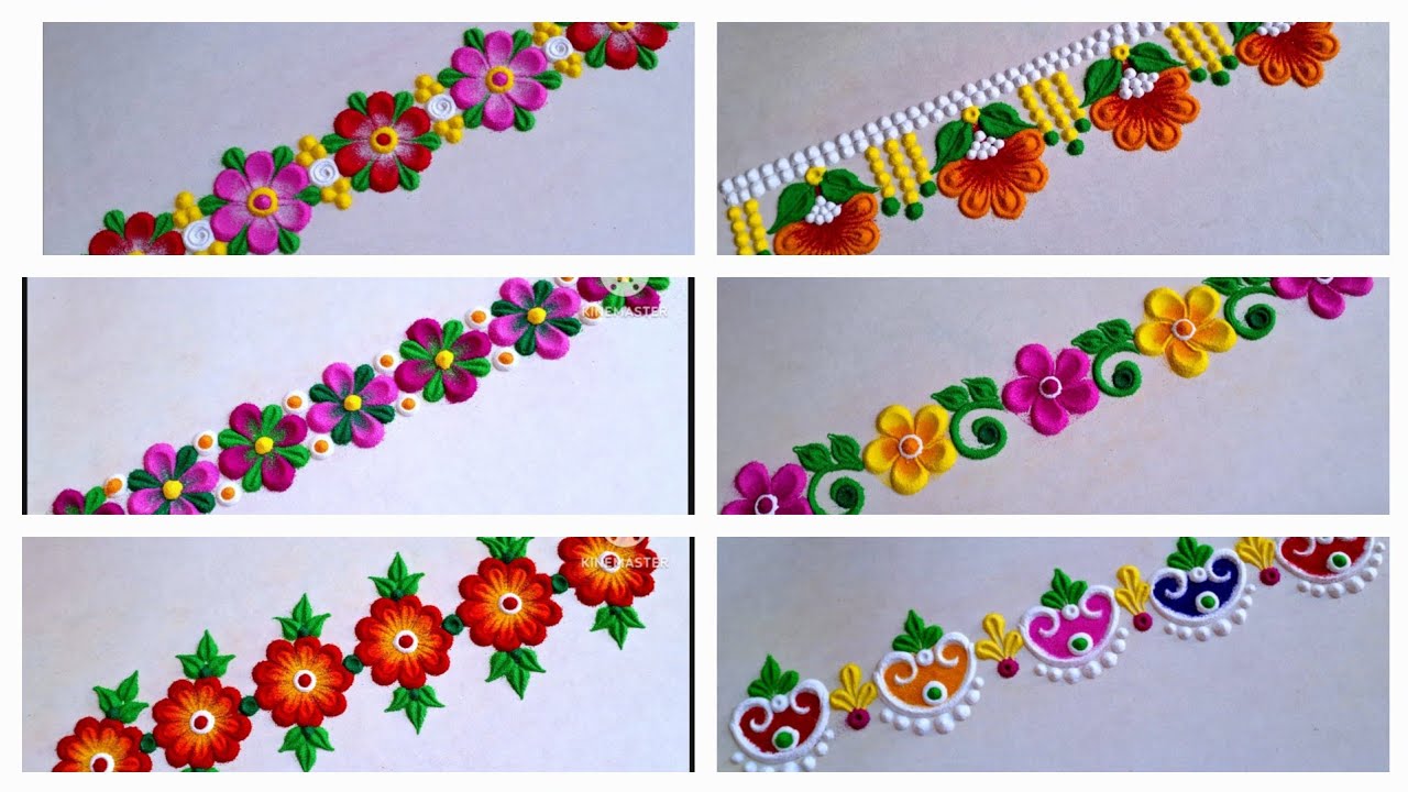 5 очень красивых и простых дизайнов ранголи с бордюром для праздников | Дизайн ранголи с бордюром...