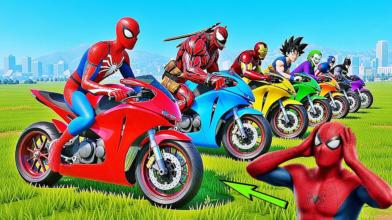 HOMEM ARANHA e AMIGOS SALTO COM MOTO! DESAFIO RAMPA QUEBRADA COM SPIDERMAN!