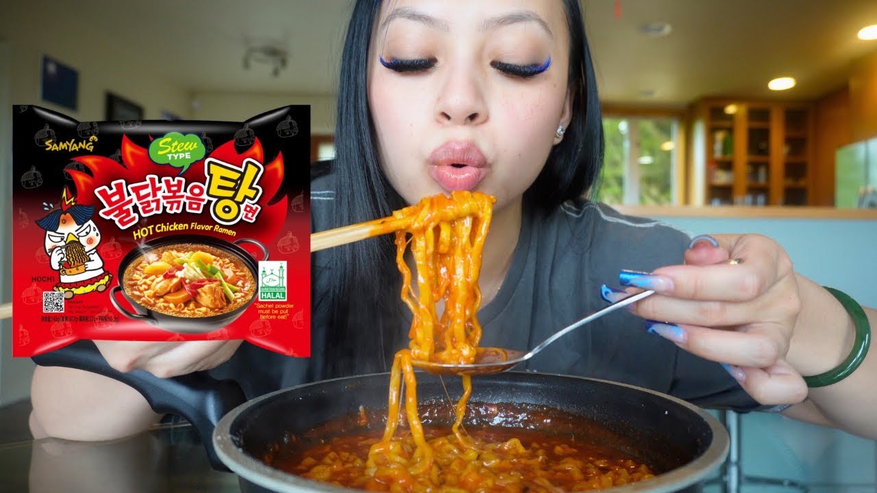 samyang noodles for breakfast *mukbang*