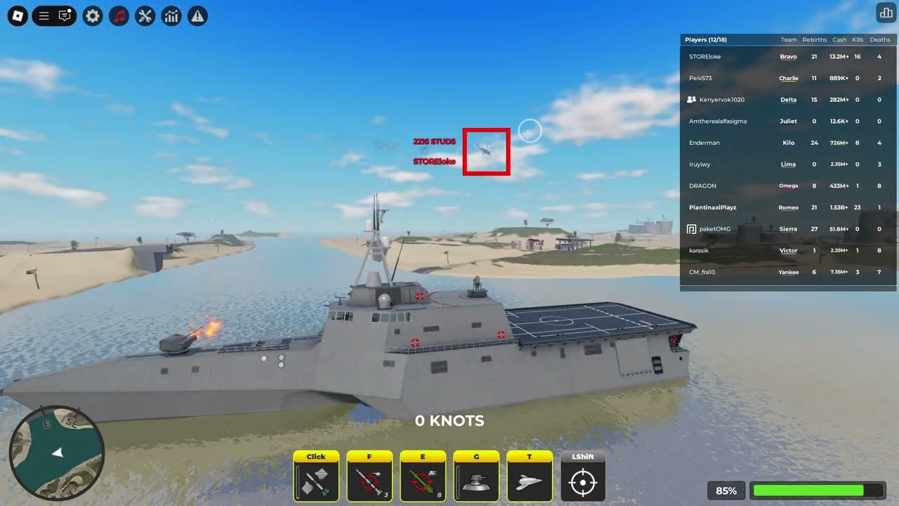 Destroying server with the new USS Independence in War Tycoon