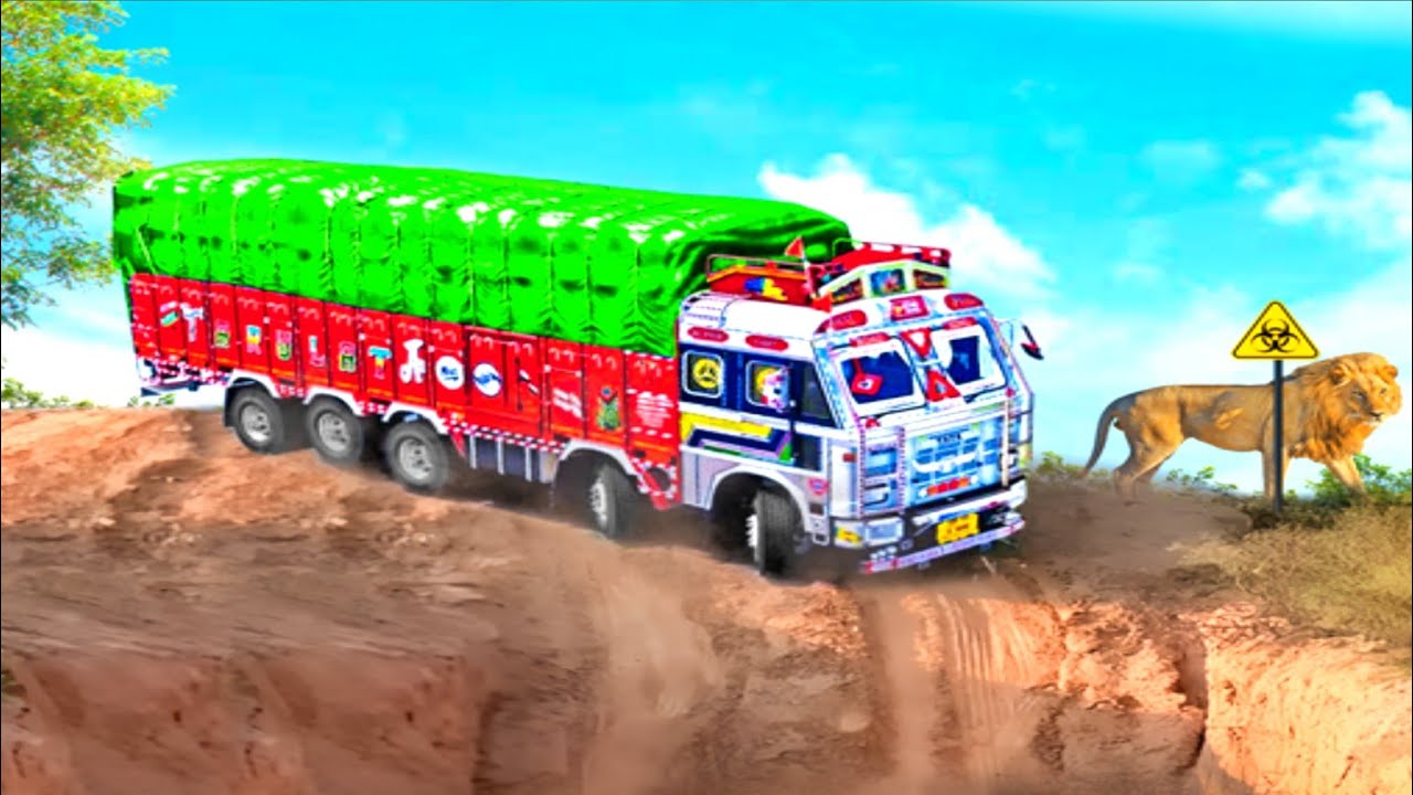 😳 Lion Attack 😱 on Offroad Truck 🙅Dangerous Jungle Road Truck Driving Game