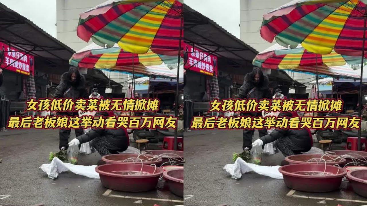 女孩低价卖菜被无情掀摊，最后老板娘这举动看哭百万网友