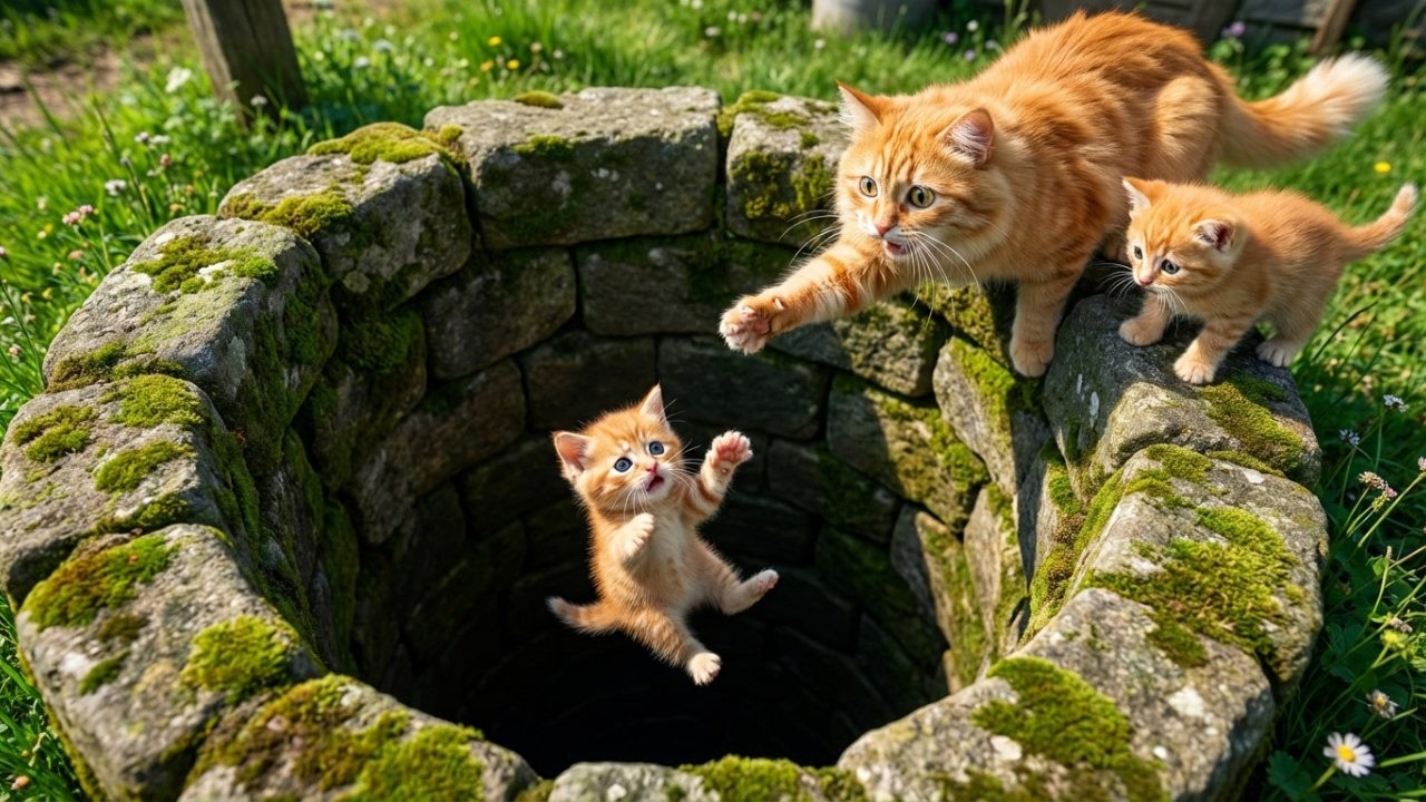 Kitten Falls in Well!