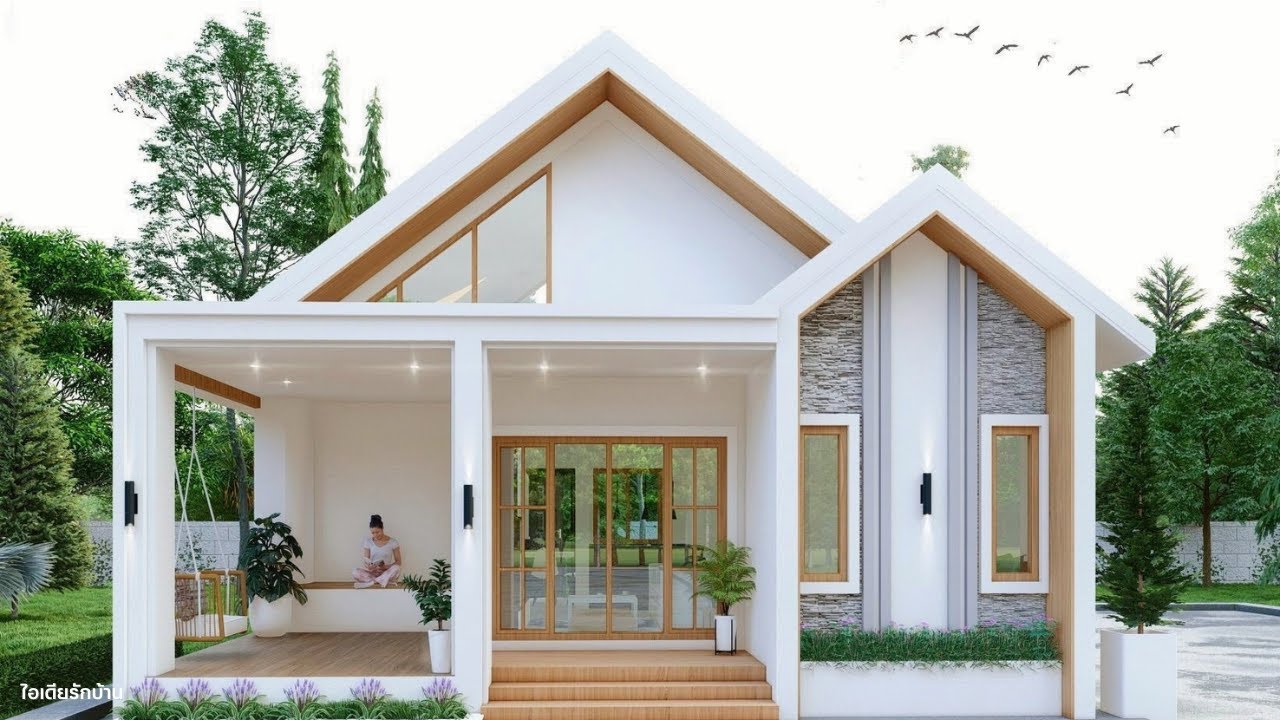 แบบบ้านสไตล์นอดิกมีระเบียงนั่งเล่น ยกพื้นสูง 1 เมตร ขนาด 3 ห้องนอน  2 ห้องน้ำ  1 ทานอาหาร  1 รับแขก