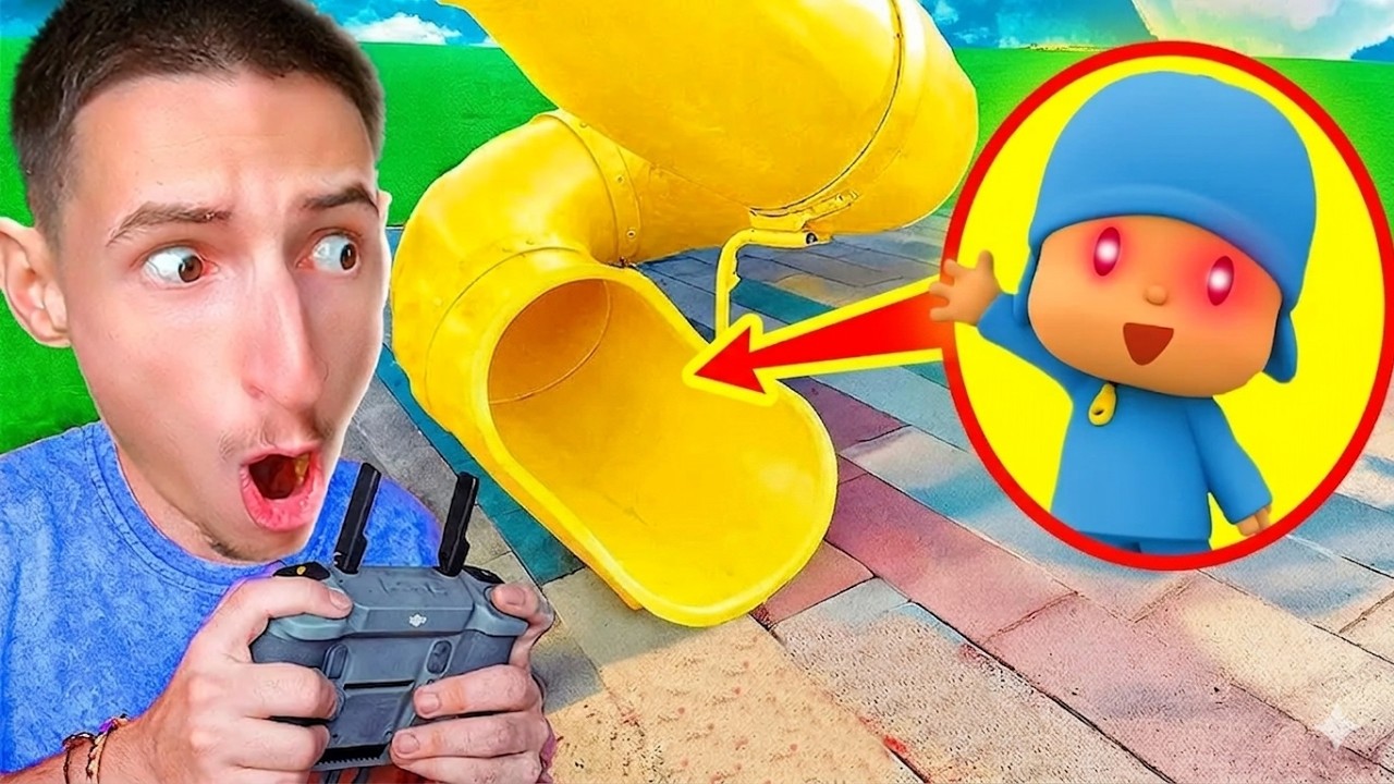 MON DRONE A FILMÉ LE POCOYO AU PARC DE JEUX ! DANS LA VRAI VIE !! POCOYO FLIPPANT !