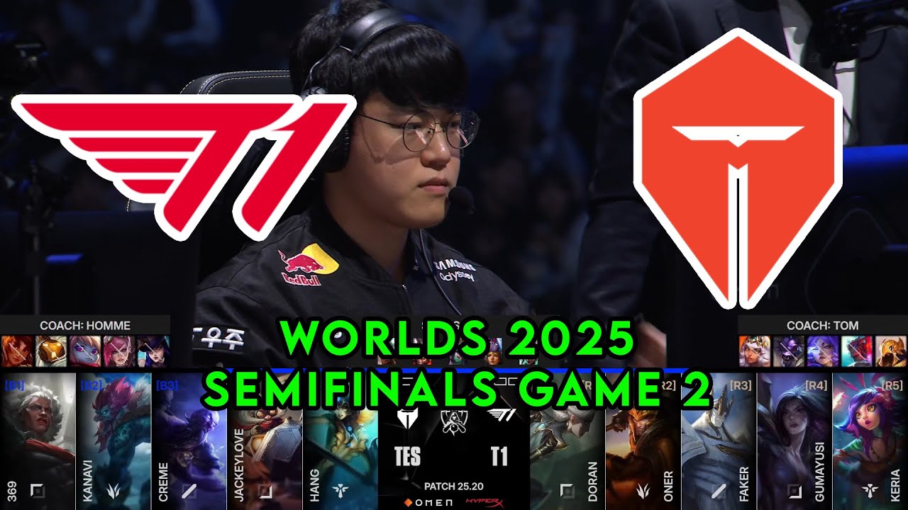 T1 vs TES Game 2 | World Championship 2025 Semifinals | T1 vs ⁠Top Esports G2