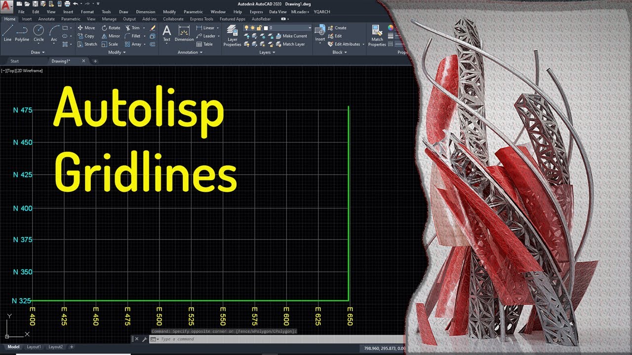 AutoCAD's Autolisp Grid Lines North, East Coordinates & Distance