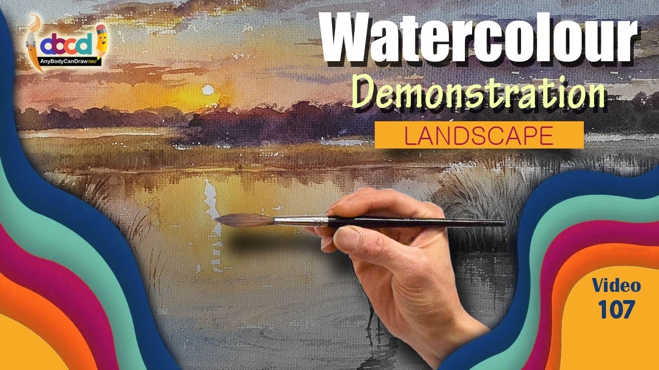 Watercolor Demonstration I Light at Sundown I Landscape Painting Tutorial I AnyBodyCanDrawNow