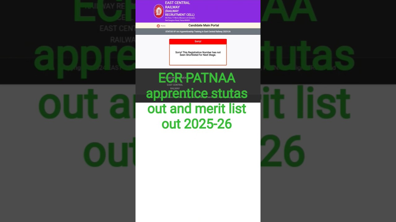ECR PATNAA apprentice stutas out and merit list out 2025-26 