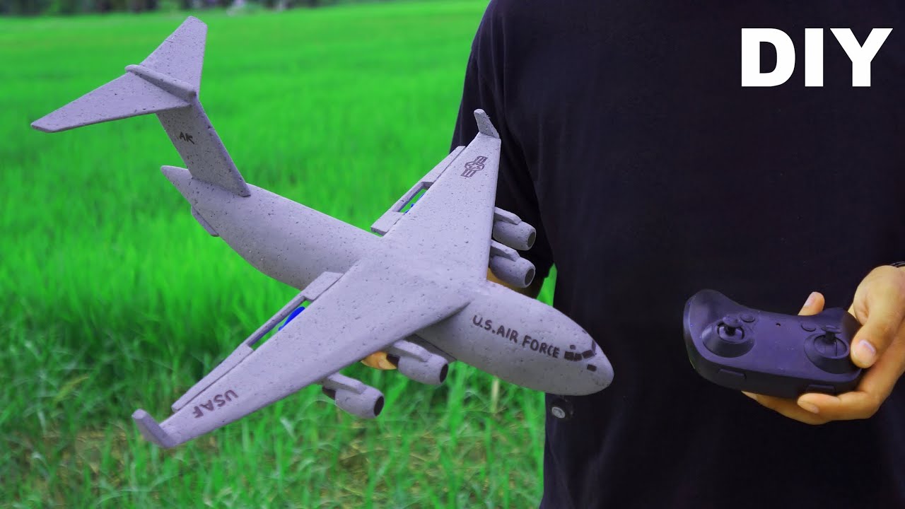 Full Build and fly simple RC plane C17 Globemaster
