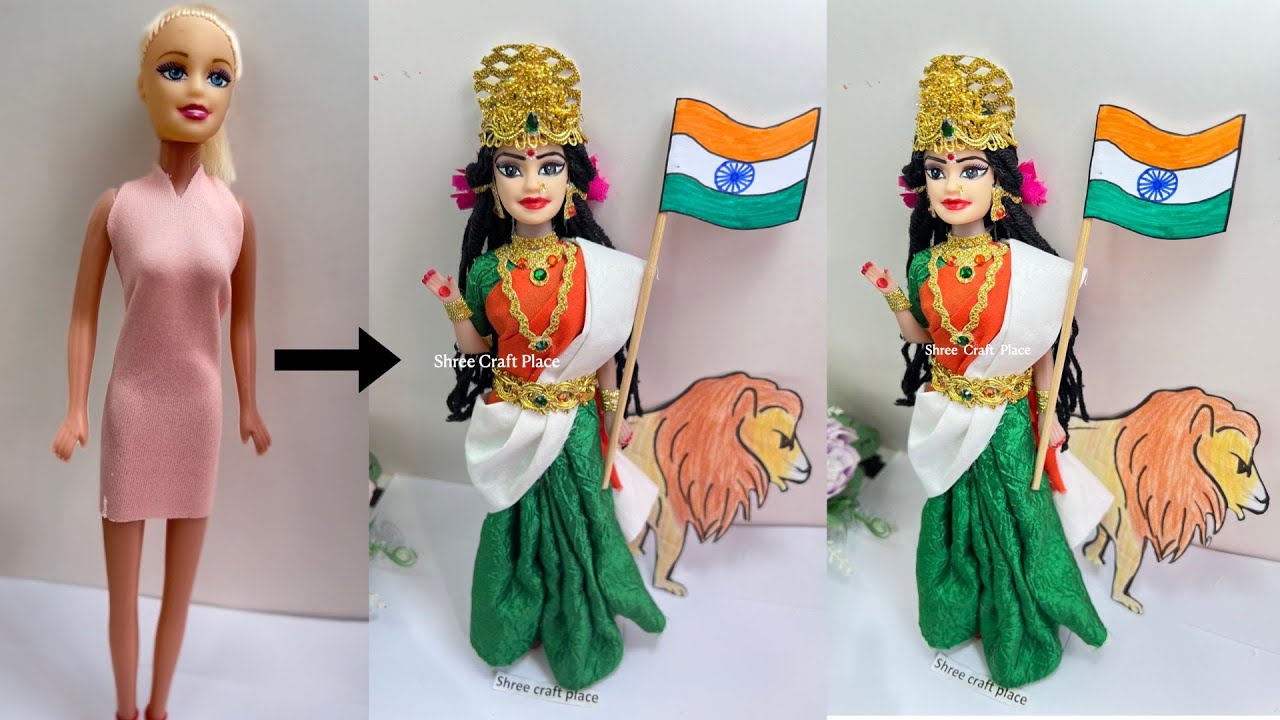 Bharat Mata Making with Barbie Doll/🇮🇳Independence Day Special/Doll's Makeover/Shree craft place