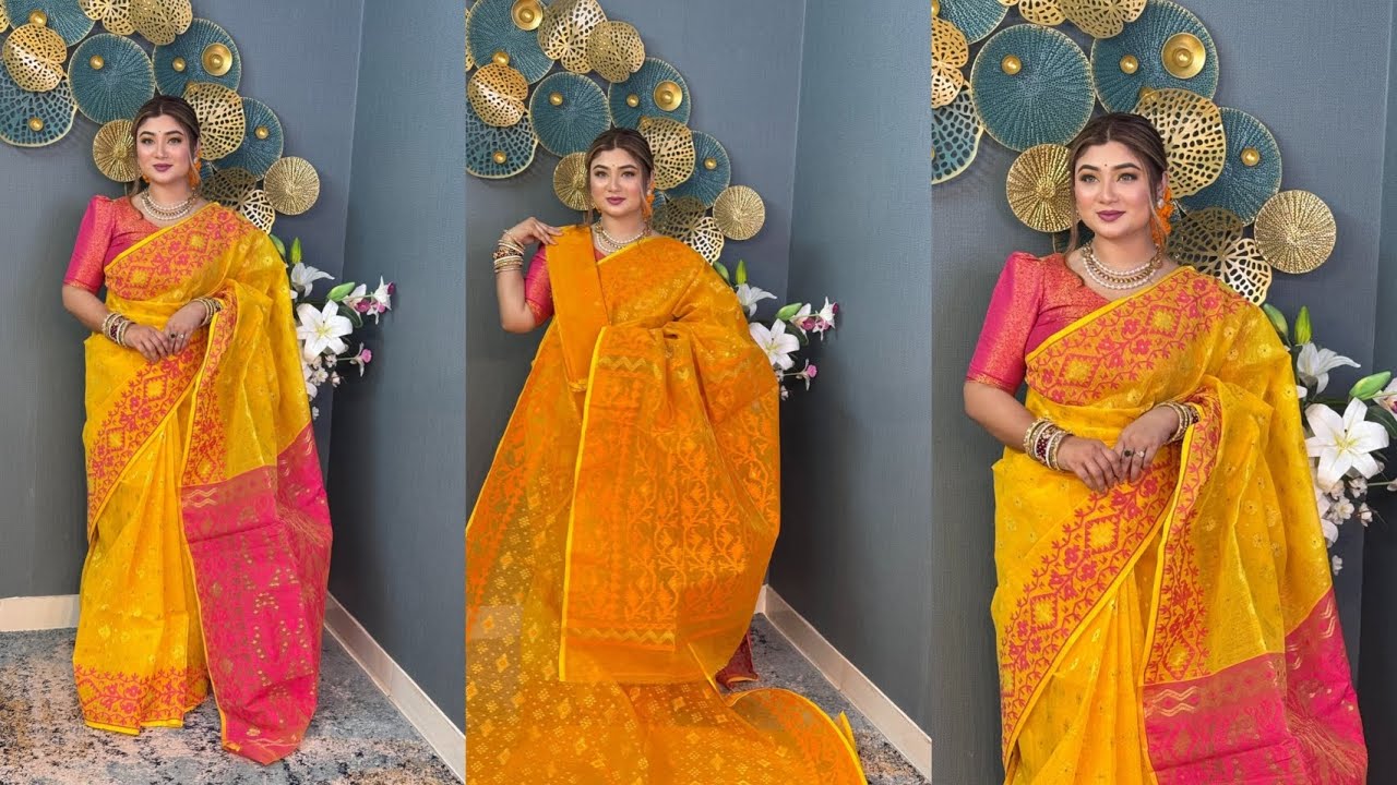 ফাল্গুন স্পেশাল লাইভ অরিজিনাল ইন্ডিয়ান বোমকাই জামদানিব্লাউজসহ  by Fashion Box 