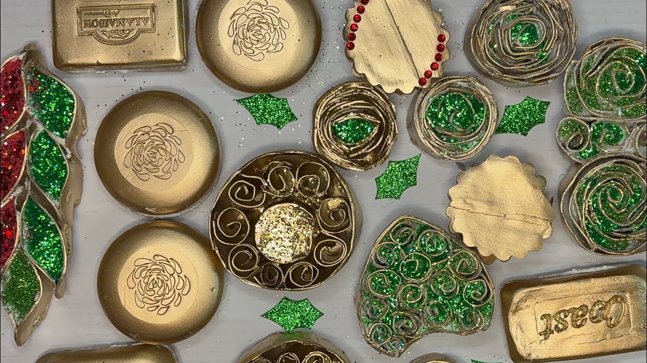 ✨ Holiday Gold & Green Soaps • ASMR Relaxation