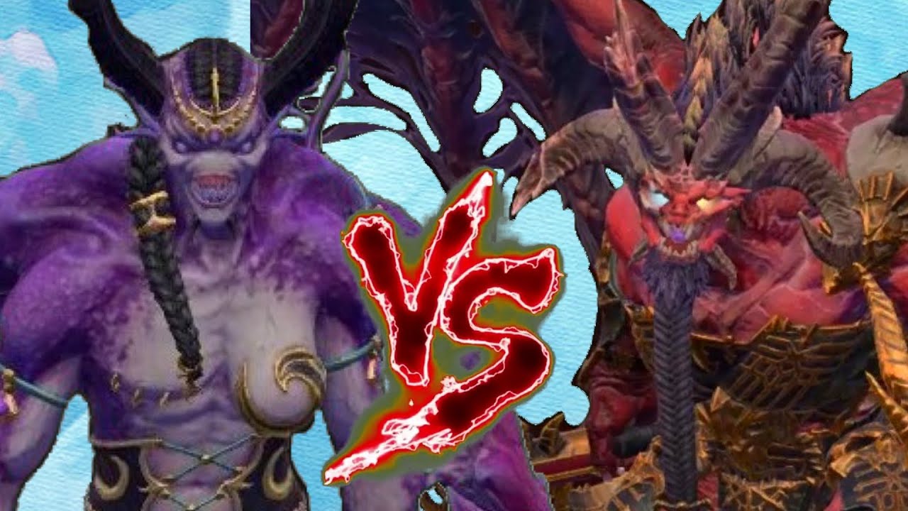 Skarbrand VS N'Kari. Total War Warhammer 3